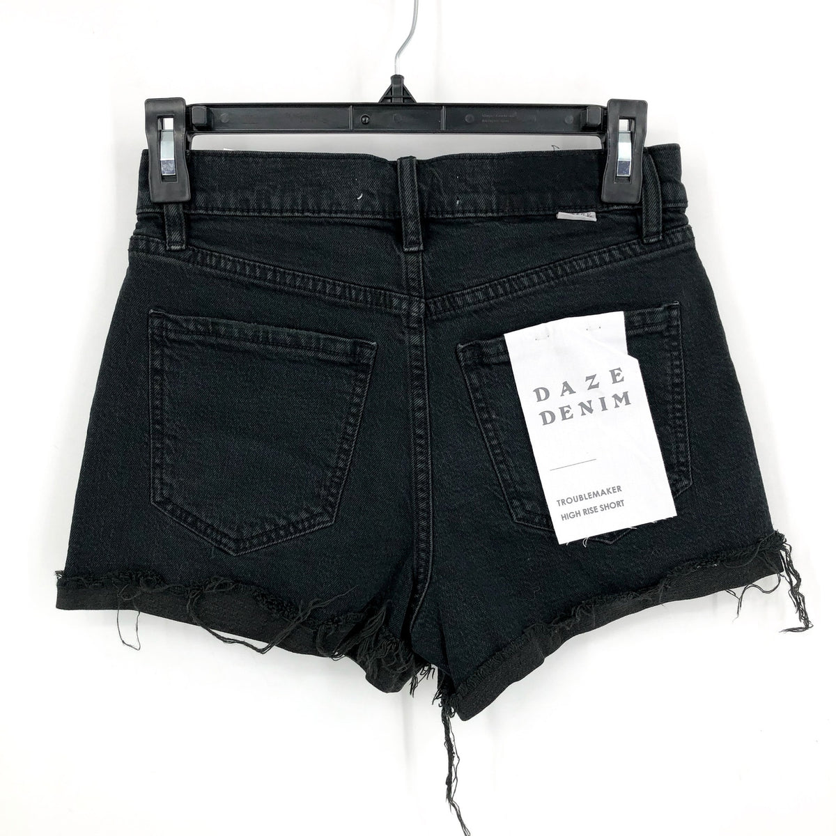 DAZE Women's Troublemaker High Rise Shorts Size 24 Black Backseat Cutoff NWT