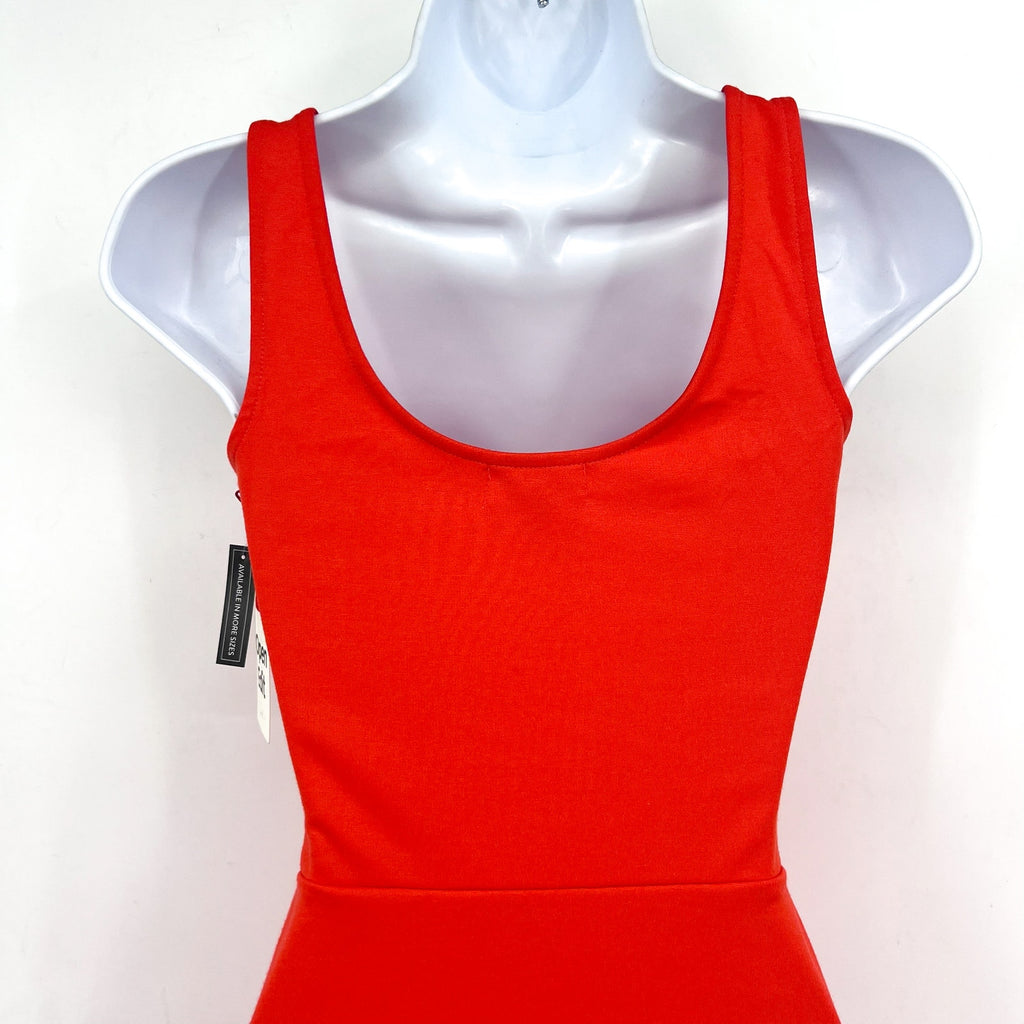 OPEN EDIT Women's Scoop Neck Midi Tank Dress XS Orange Sleeveless Bodycon NWT