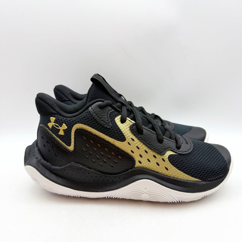 Under Armour Boys GS Jet '23 Basketball Athletic Shoes 4 Youth Black Gold NWOB