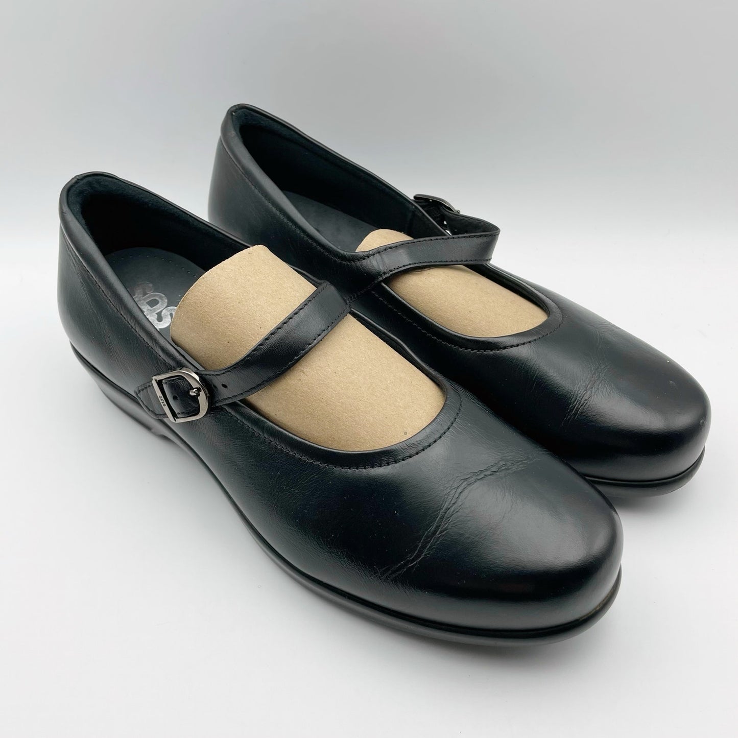 SAS Womens Maria Mary Jane Flat US 10WW EXTRA WIDE Black Leather NIB