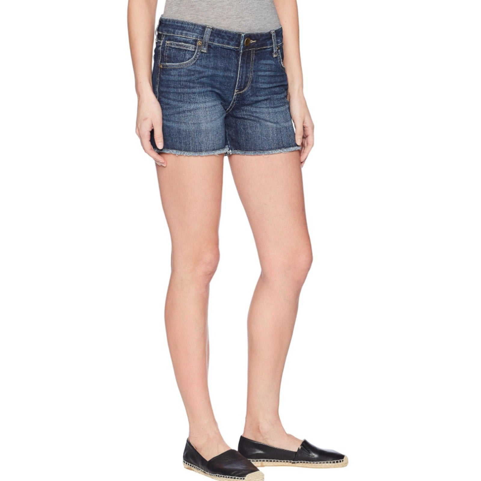 KUT FROM THE KLOTH Gidget Fray Denim Shorts Size 8 Stimulating Blue NWOT