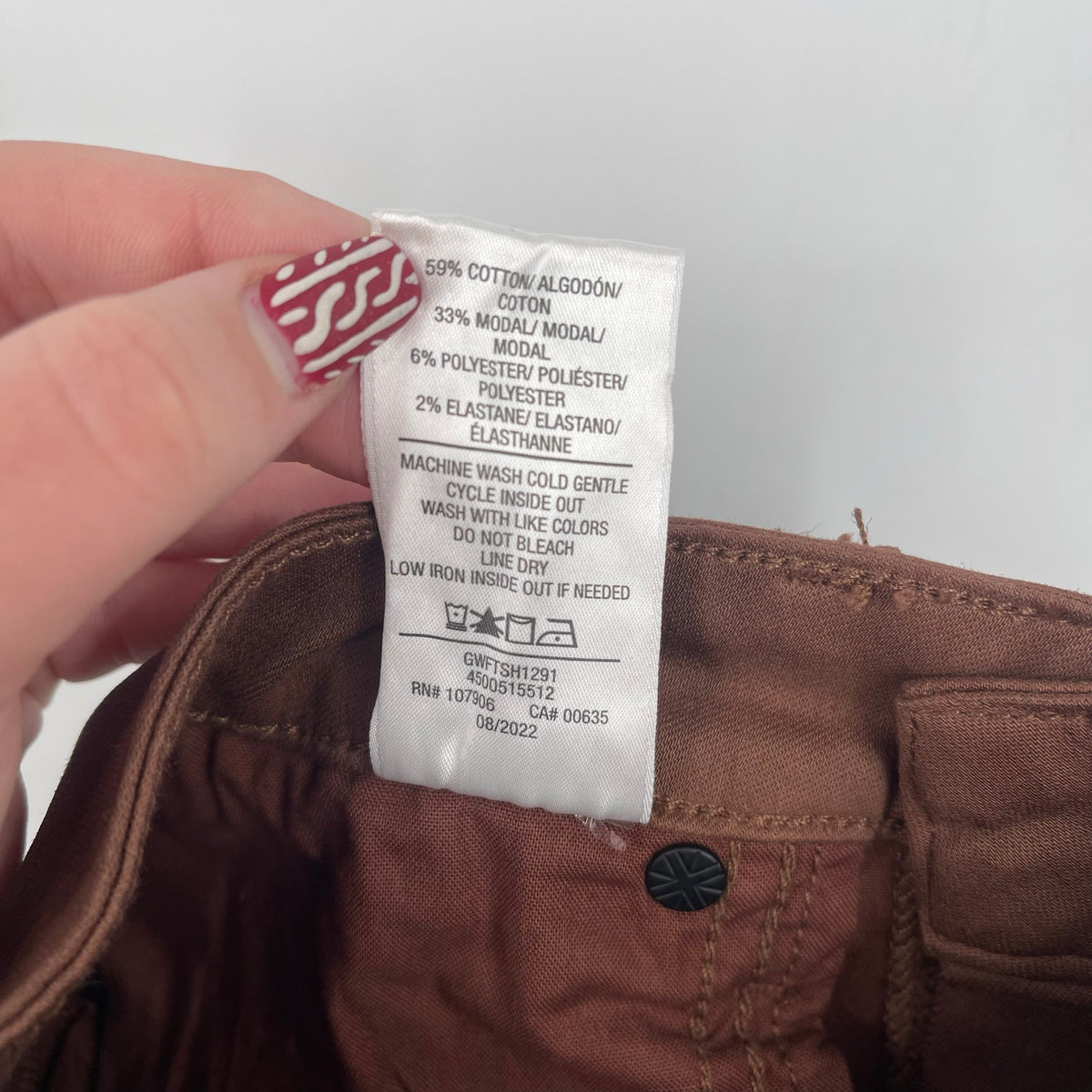 Hudson Womens Nico Straight Ankle Jean Size 25 US 0 Brown Coated Mid-Rise NWOT