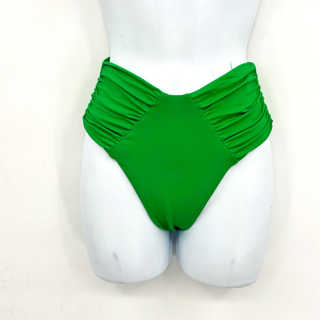 BECCA Women's Color Code French Cut Bikini Bottom XS Emerald Green Shirred NWOT