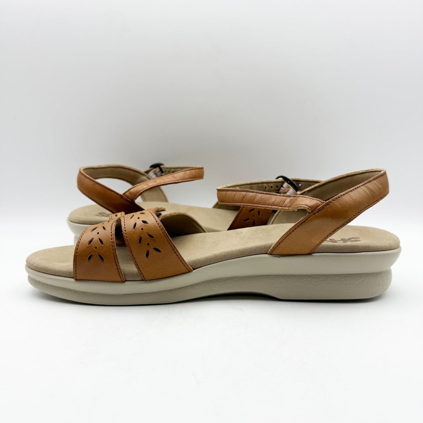 SAS Womens Duo Comfort Sandals US 11 XWide WW Tan Leather Adjustable Buckle