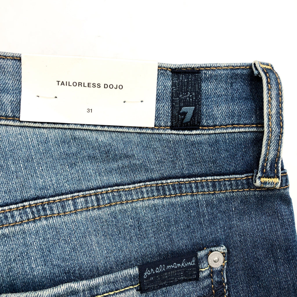 7 FOR ALL MANKIND Tailorless Dojo Jeans Size 31 Blue Disautlght Wash NWT