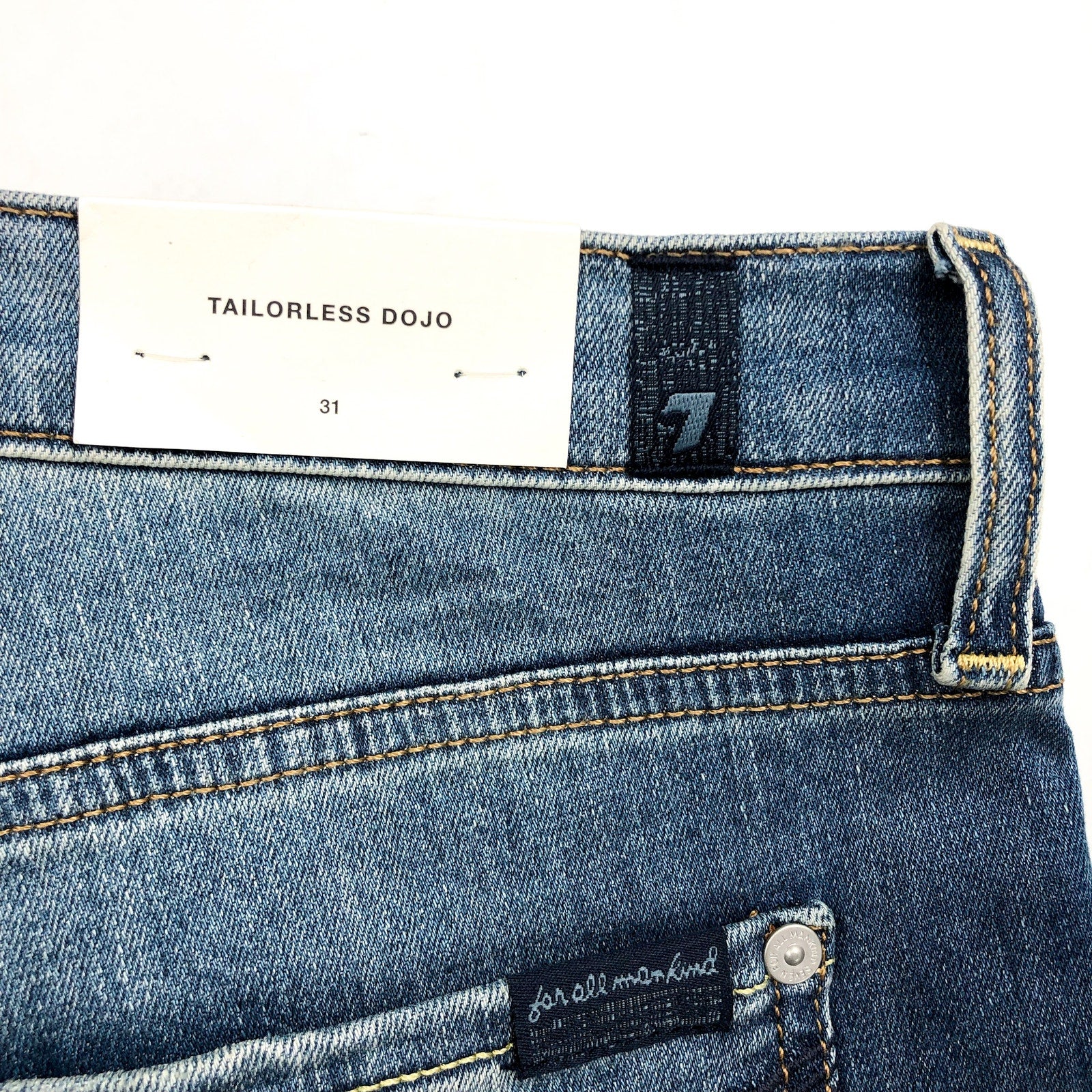7 FOR ALL MANKIND Tailorless Dojo Jeans Size 31 Blue Disautlght Wash NWT
