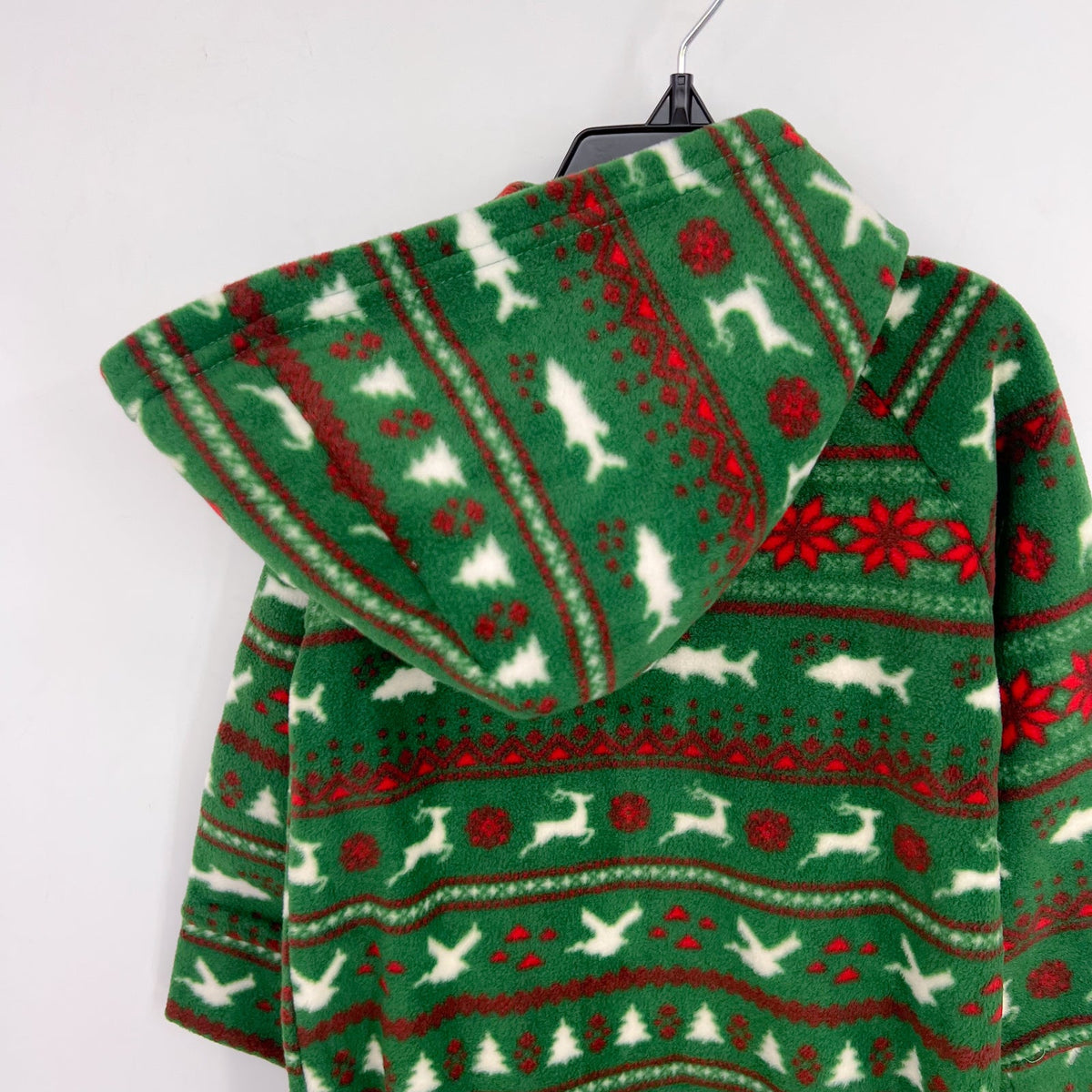 MAGELLAN Kids Holiday One Piece Pajama 5/6 Small Green Print Fleece Footed NWOT