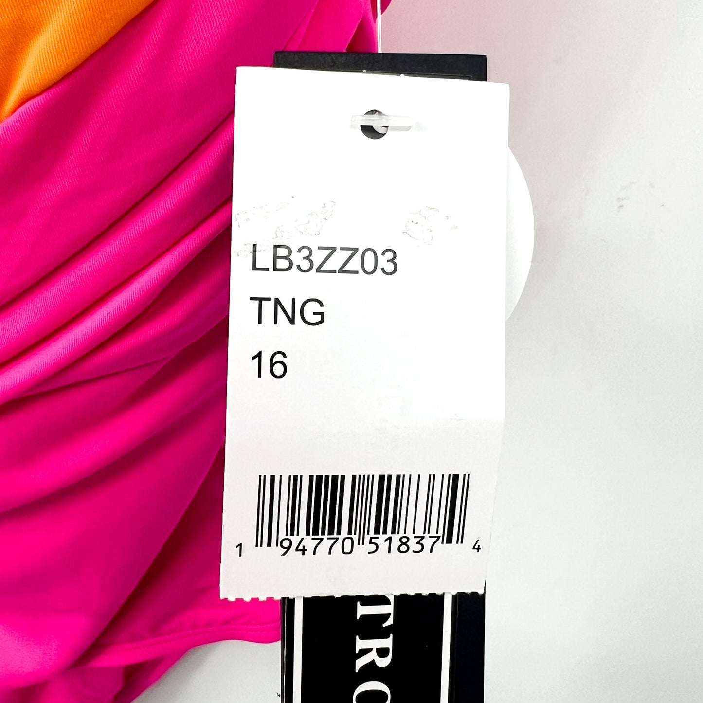 LA BLANCA Island Goddess One-Shoulder One-Piece Size 16 Pink Orange NWT