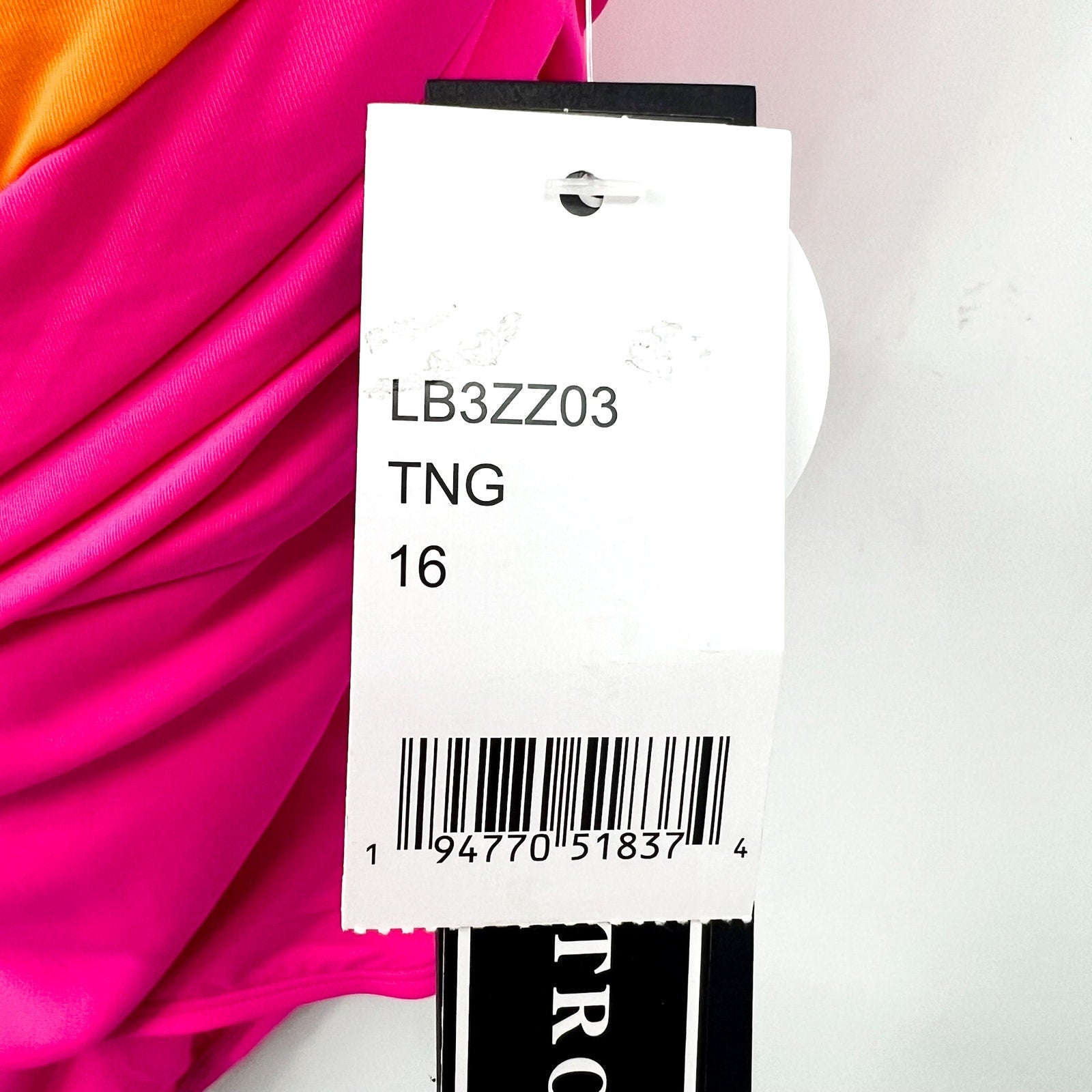 LA BLANCA Island Goddess One-Shoulder One-Piece Size 16 Pink Orange NWT