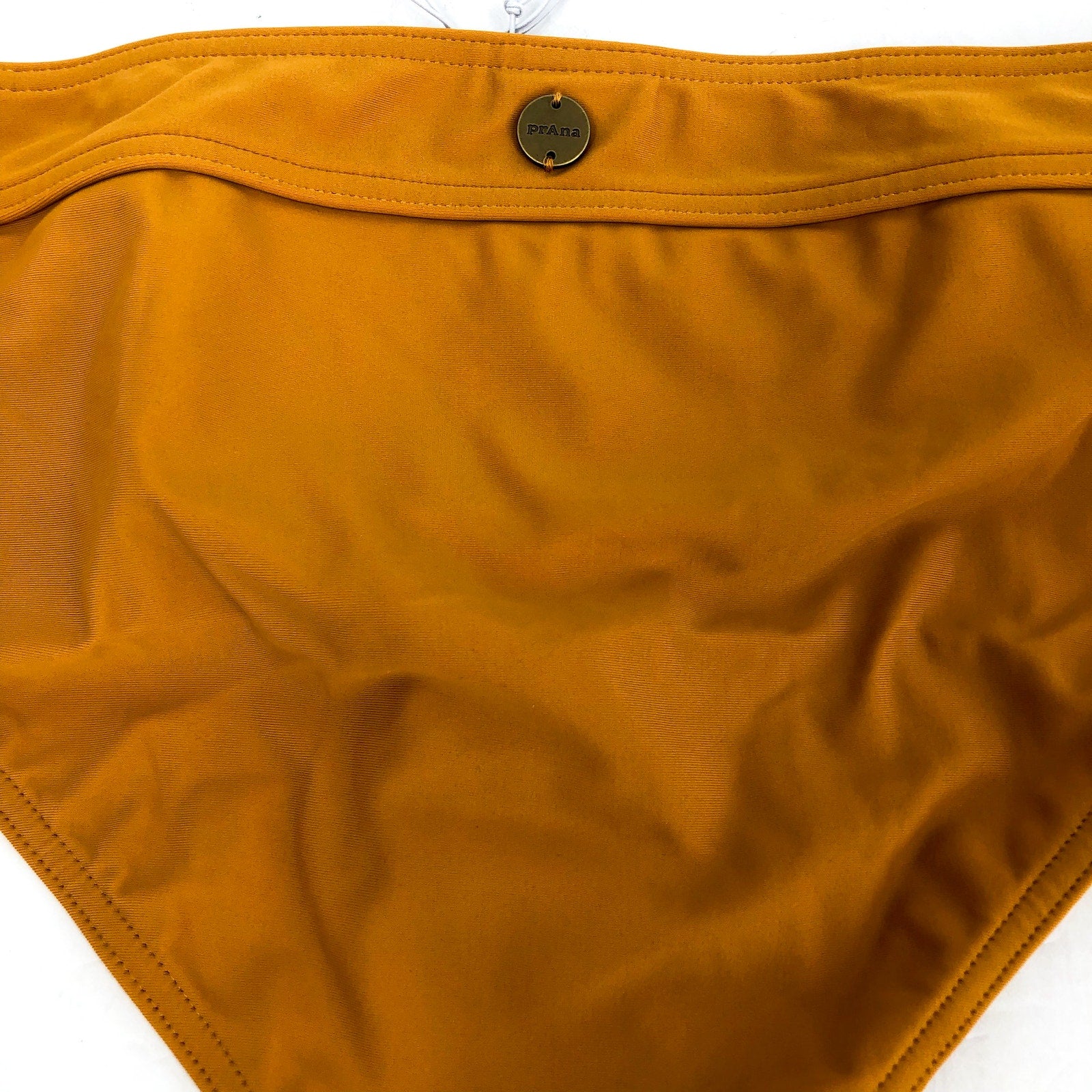 PRANA Womens Ramba Bikini Bottom Medium Yellow Deep Solstice Banded Waist NWT