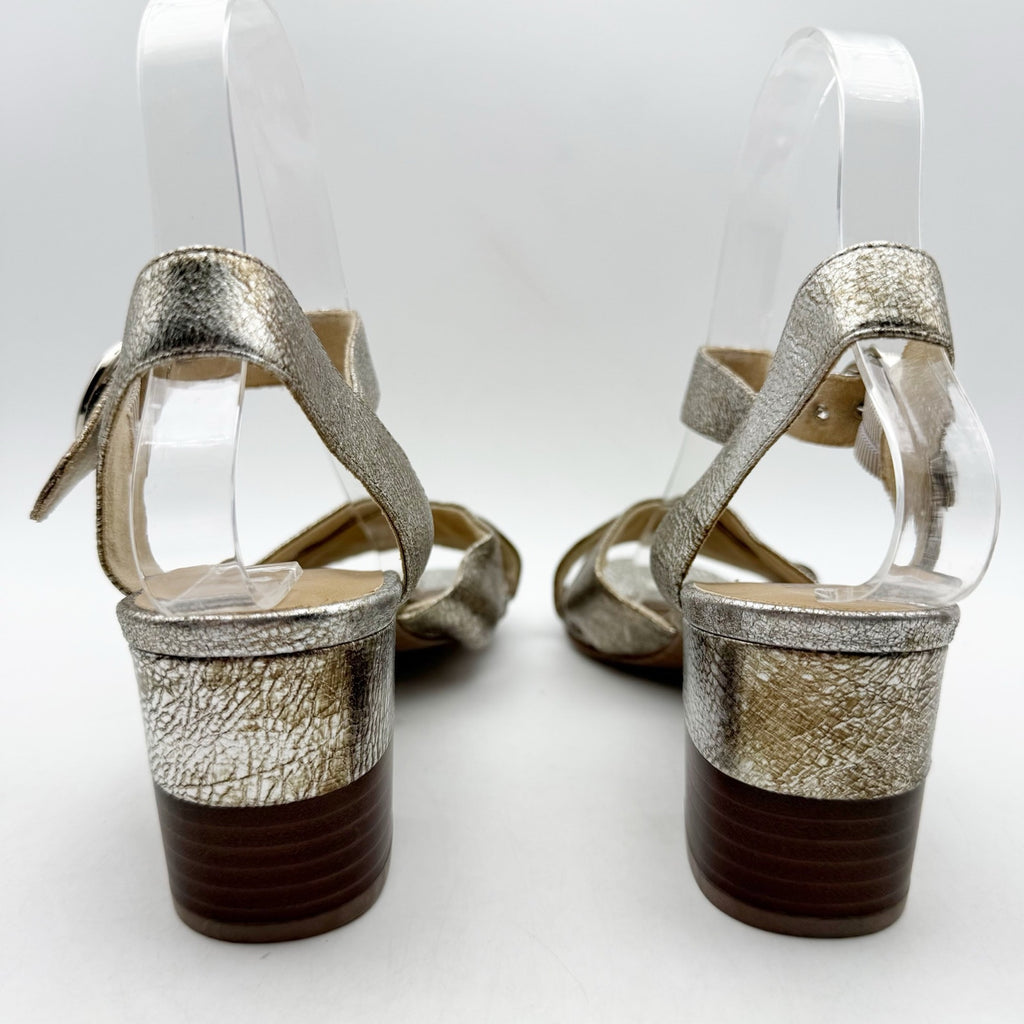 Vaneli Womens Moral Heeled Sandals US 7 M Metallic Gold Leather NWOB