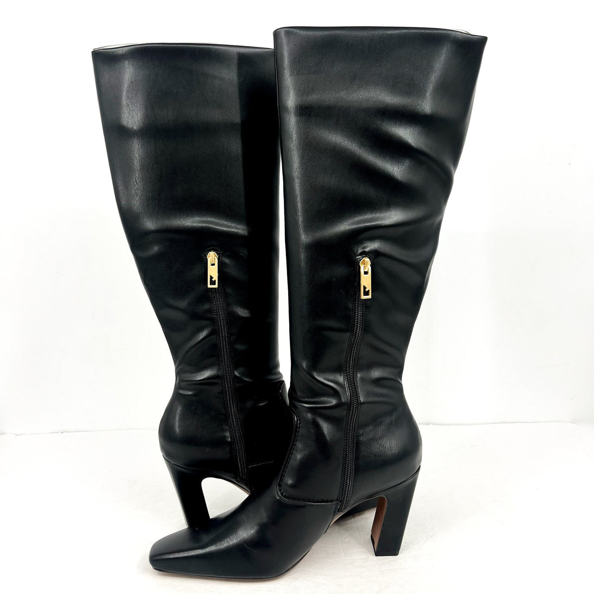 Franco Sarto Womens Bowman Knee High Boots Size 9M Black Faux Leather NWOB