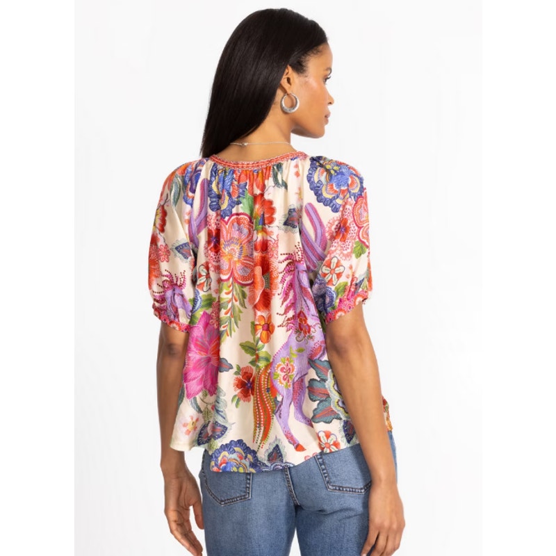 JOHNNY WAS Women's Avah Silk Blouse Medium Kallie Floral Button Down NWT