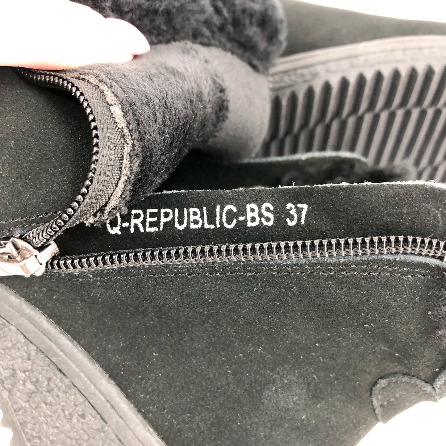 Spring Step Women Republic Ankle Boot US 6.5-7 EU 37 Black Suede WP Faux Fur NIB