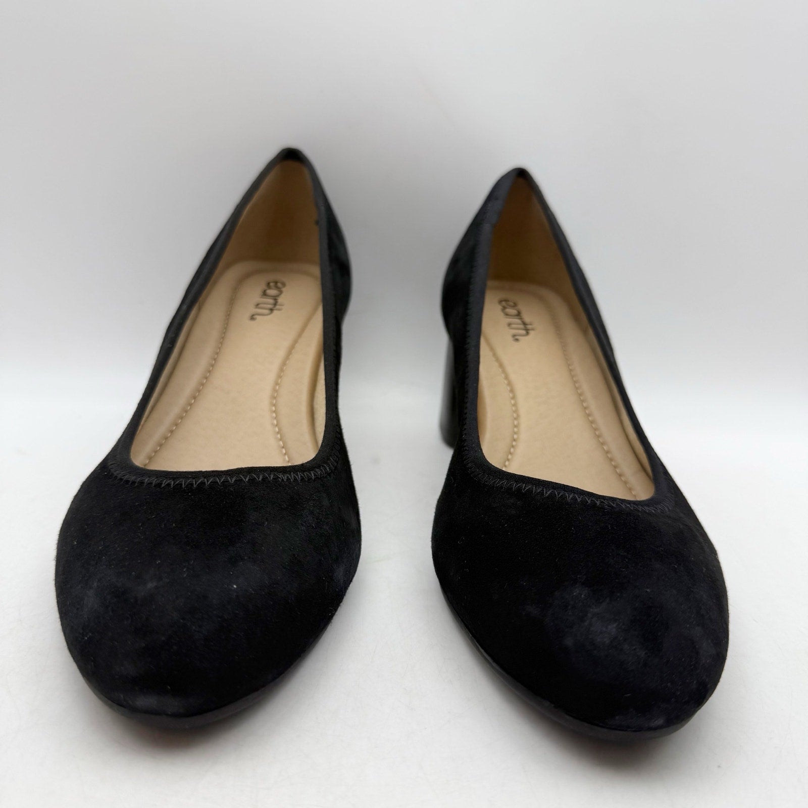 Earth Womens Rellia Pumps Size 10 WIDE Black Suede Slip On Heels NWOB