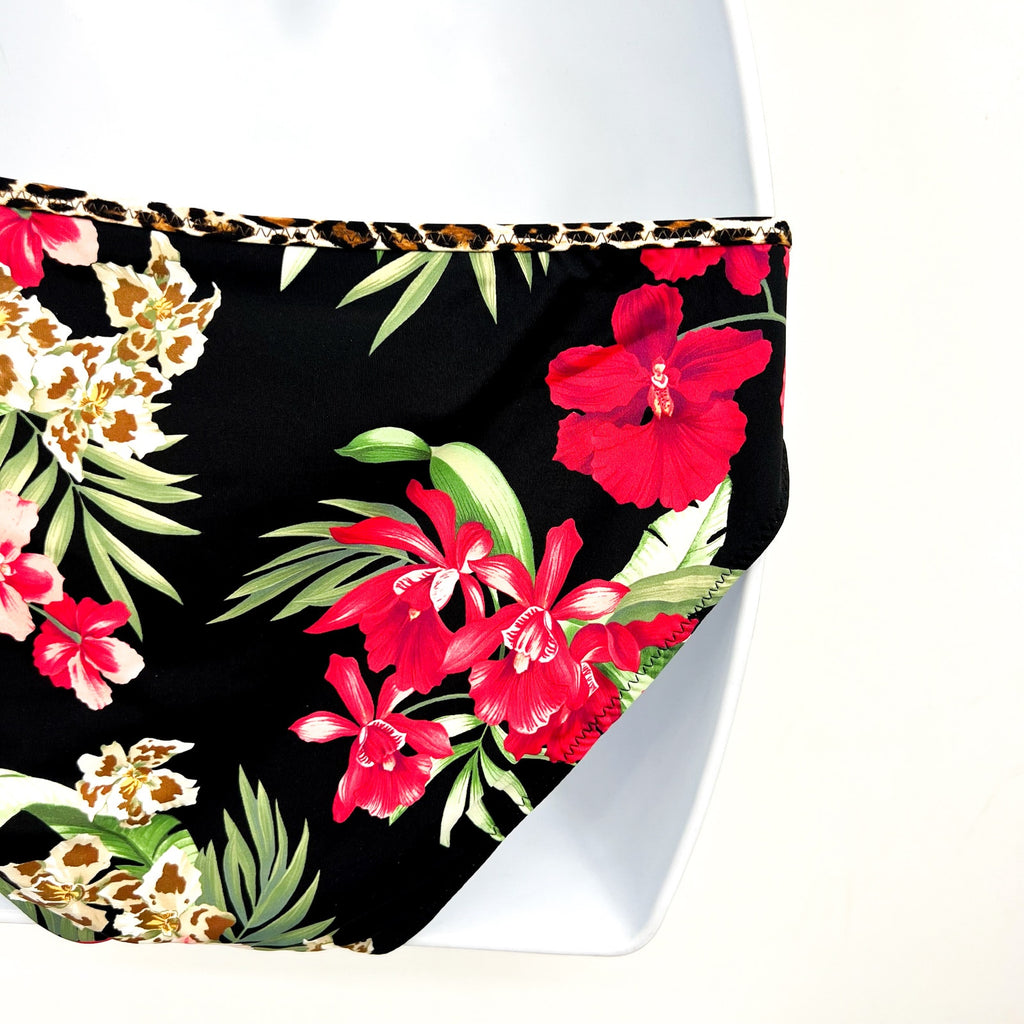 TOMMY BAHAMA Lily Cat Reversible Hipster Bikini Bottoms Medium Black Printed NWT