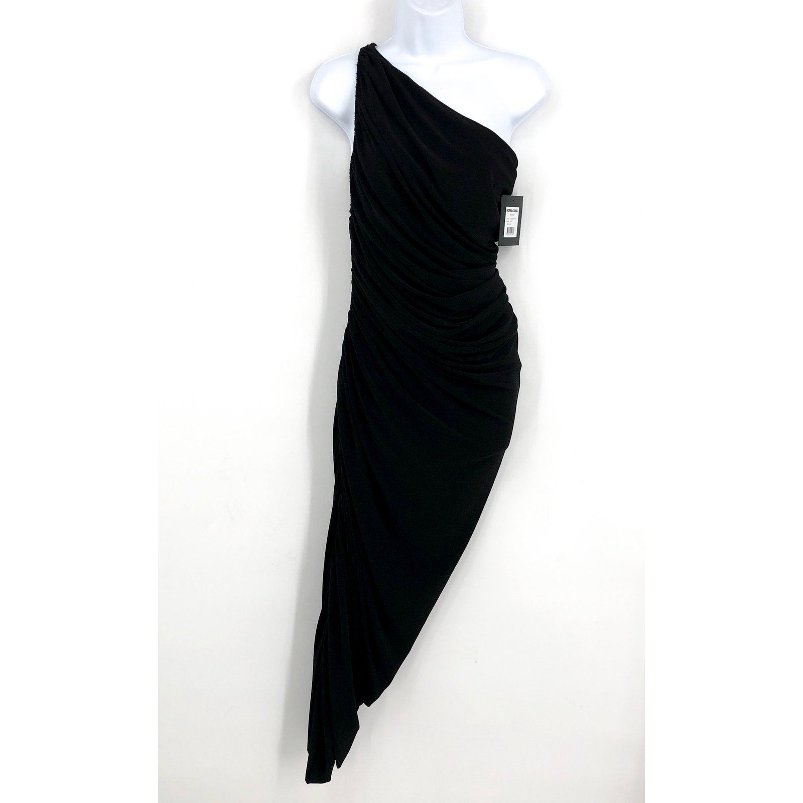 NORMA KAMALI Women's One Shoulder Diana Gown Medium Black Asymmetric NWT