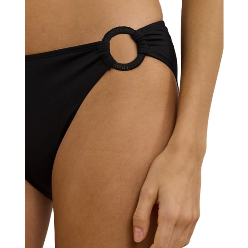 LAUREN RALPH LAUREN Women's Macrame O-Ring Bikini Bottom Size 12 Black NWT