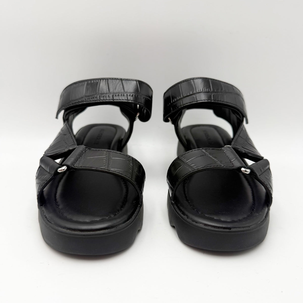 Aerosoles Womens Wave Sandals Size 6 M Black Crocodile Leather NIB