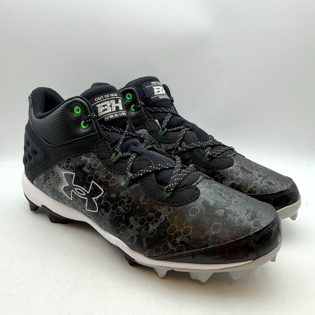 Under Armour Mens Bryce Harper 8 Mid RM Baseball Cleats Size 12 Black Green NWOB
