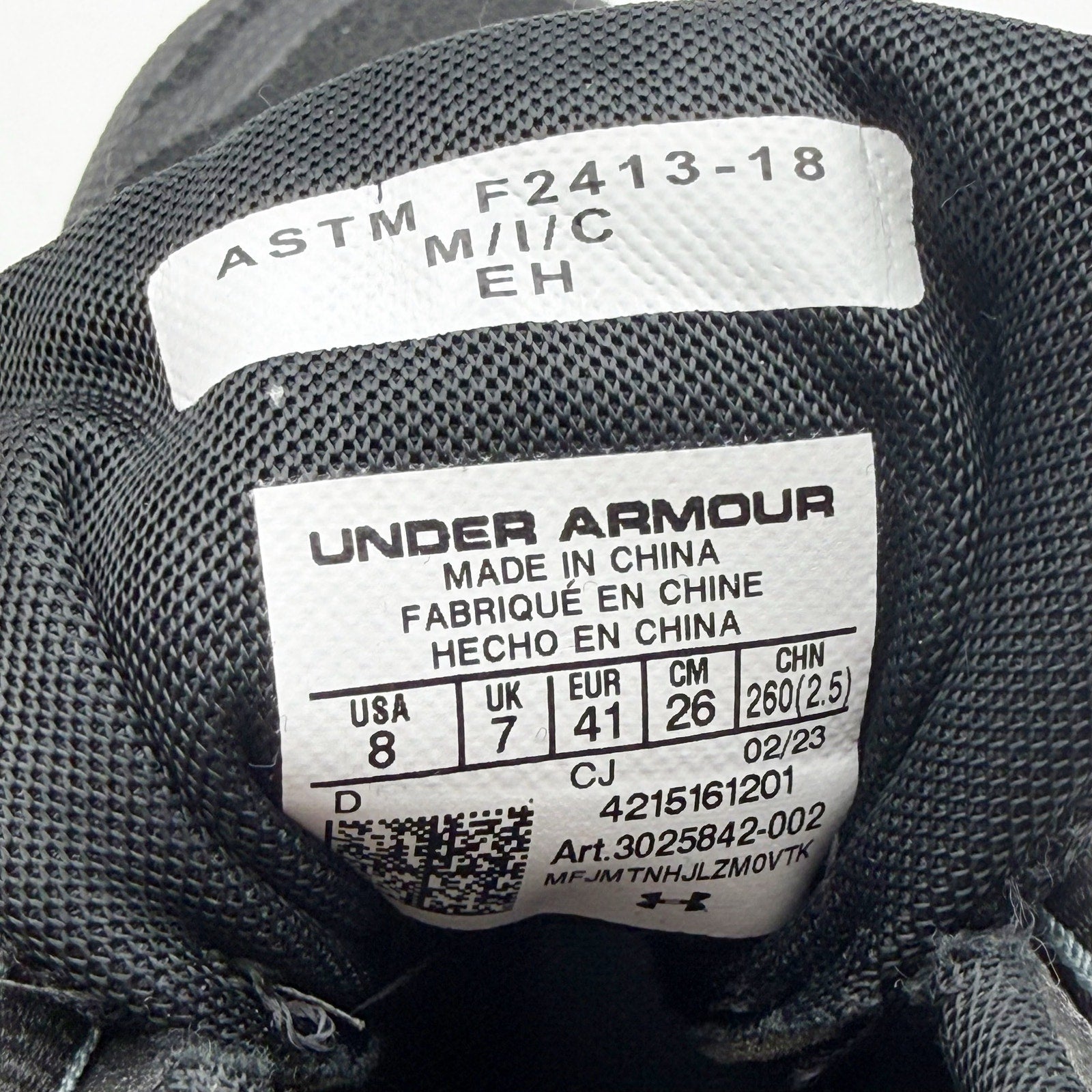 Under Armour Mens Micro G Strikefast Safety Toe Sneakers US 8 Black SR NWT