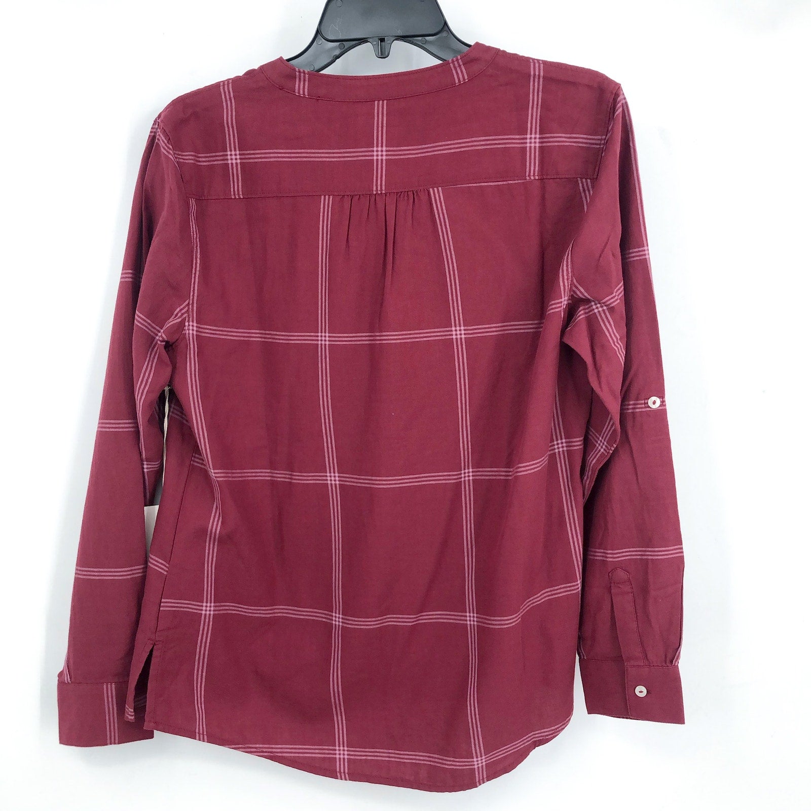 CARVE DESIGN Women's Dylan Twill Shirt XS Red Brick Windowpane V Neck NWT