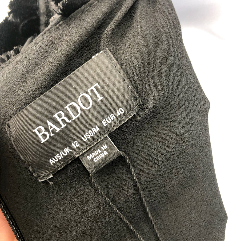 BARDOT Women's Leo Mini Dress Medium US 8 Black Burnout Velvet Long Sleeves NWR