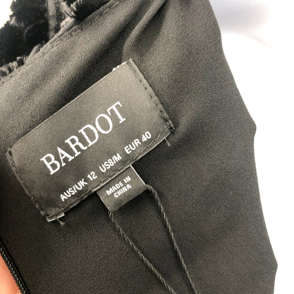 BARDOT Women's Leo Mini Dress Medium US 8 Black Burnout Velvet Long Sleeves NWR