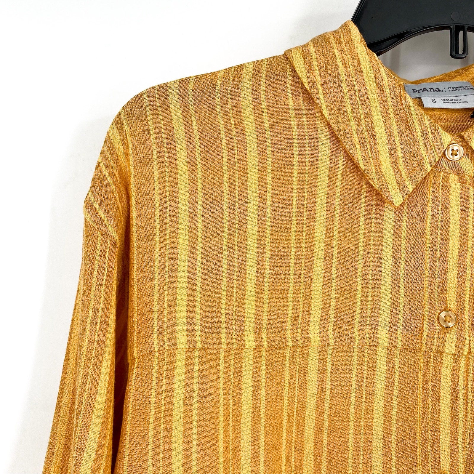 PRANA Women's Fernie Swim Cover Up Shirt Small Gold Deep Solstice Stripe NWT