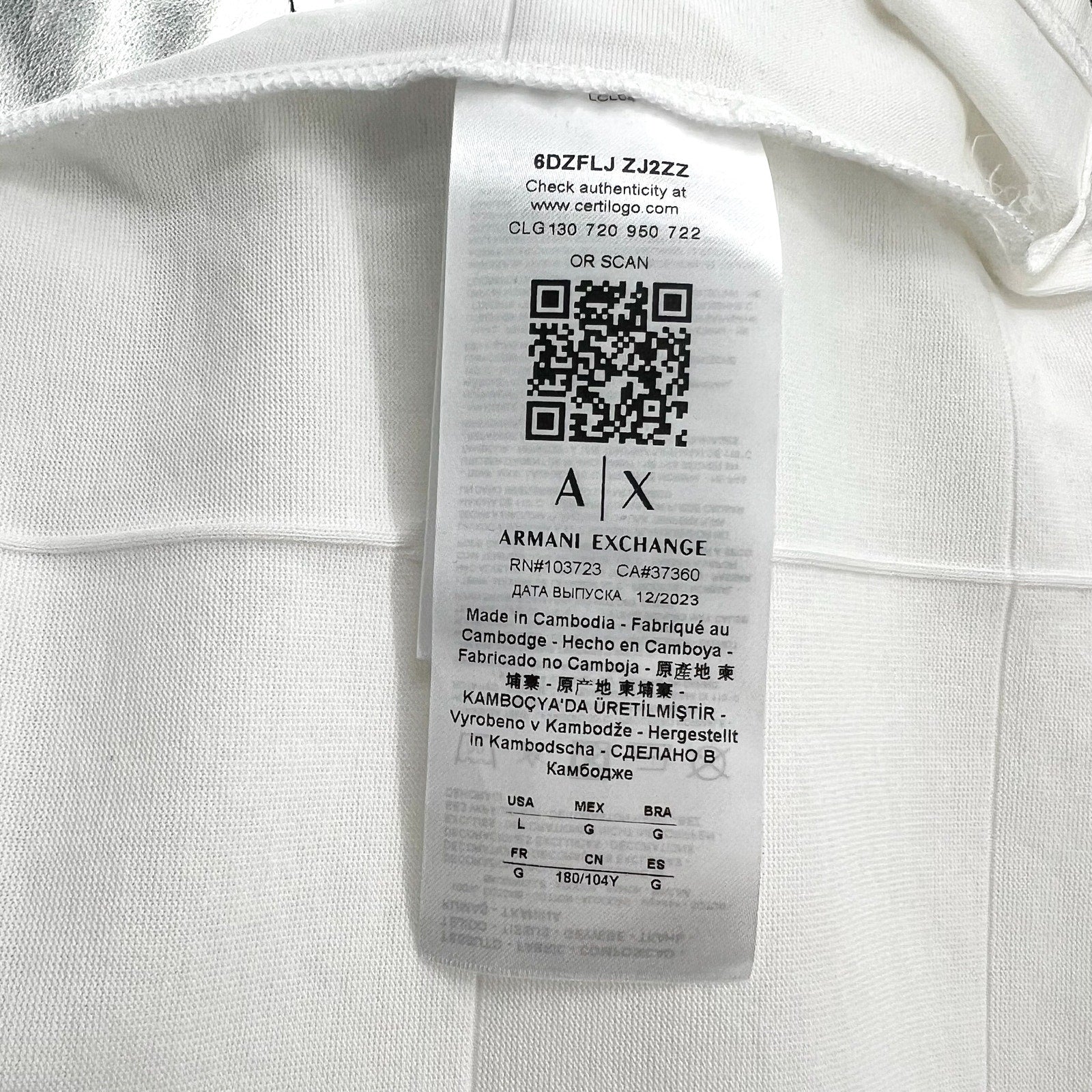 ARMANI EXCHANGE Men's Jacquard Short Sleeve Polo Shirt Large White 1116 NWT