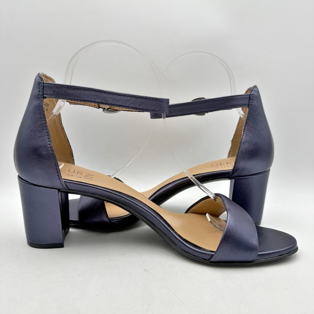 Naturalizer Womens Vera Sandals US 9 M Navy Blue Block Heel Ankle Strap NWOB