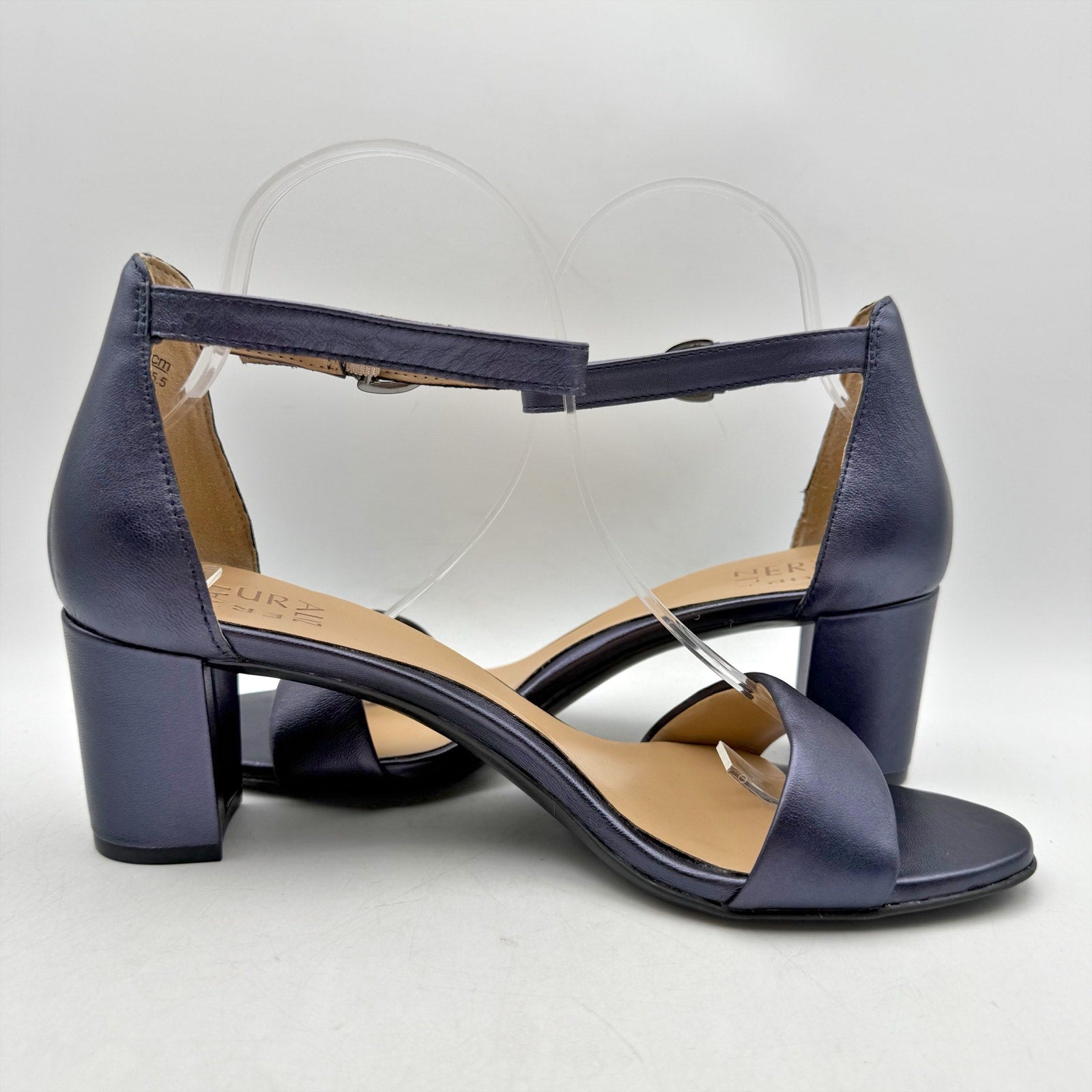 Naturalizer Womens Vera Sandals US 9 M Navy Blue Block Heel Ankle Strap NWOB