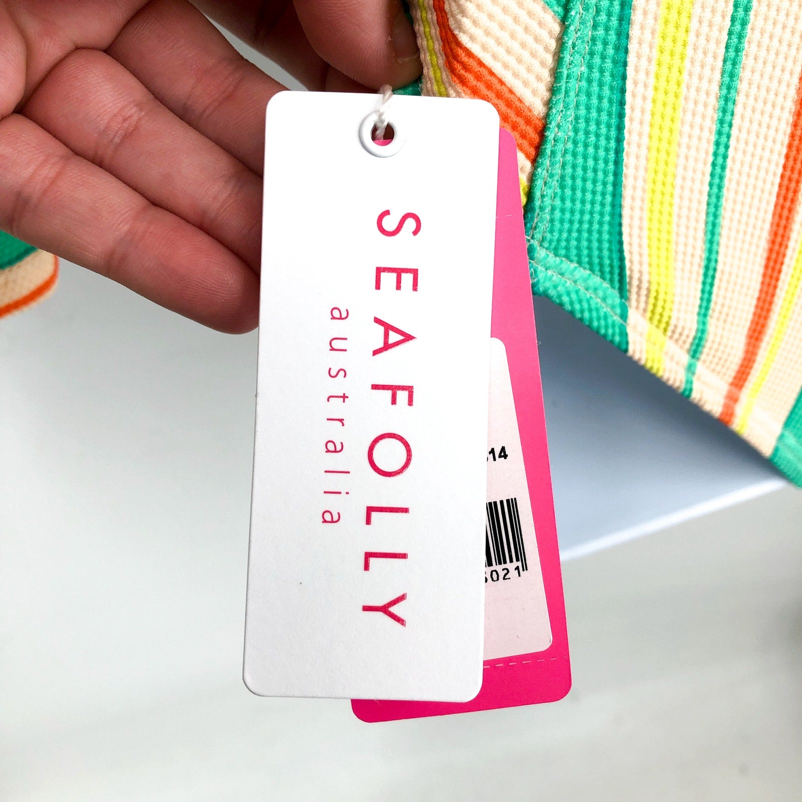 SEAFOLLY Girls Tropical Night One Piece Swimsuit US 12 Green Stripe NWT