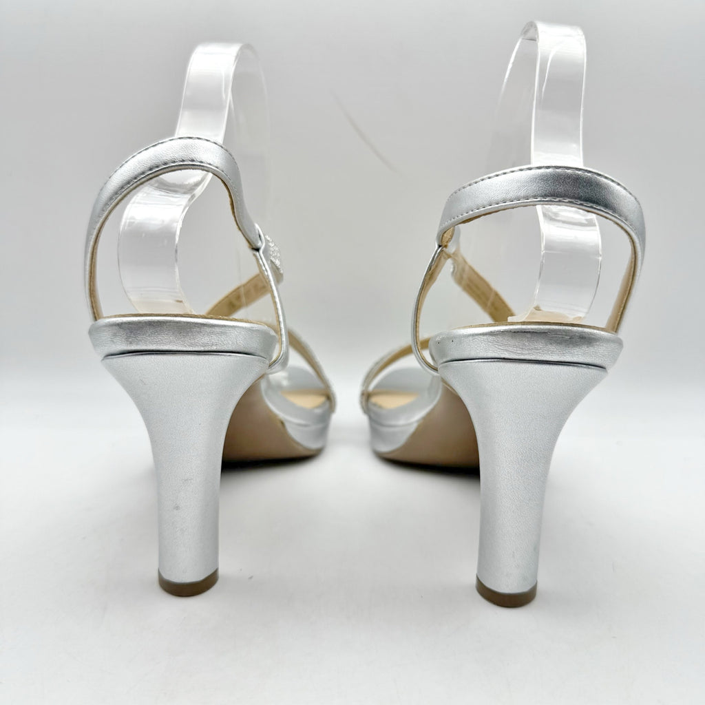Naturalizer Womens Brenta2 Platform Heel Sandals US 9.5 M EU 40.5 Silver NWOB