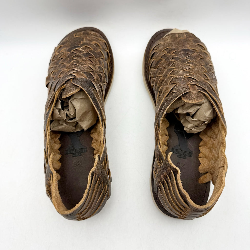 Brand X Womens Huarache Sandals US 8.5 Dark Brown Leather Woven NWOB