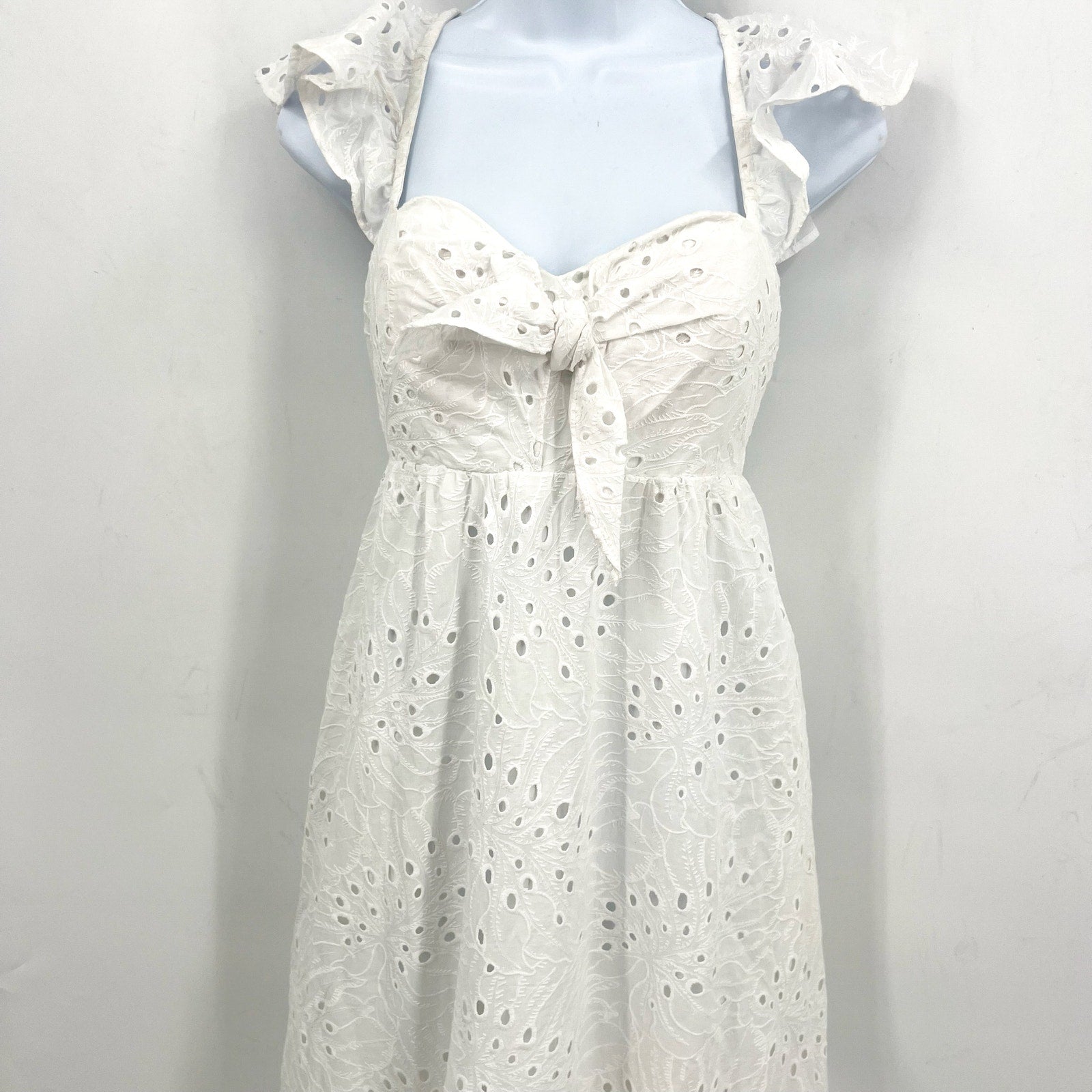 LILLY PULITZER Lantana Eyelet Midi Dress Size 10 Resort White Flutter Sleeve NWT