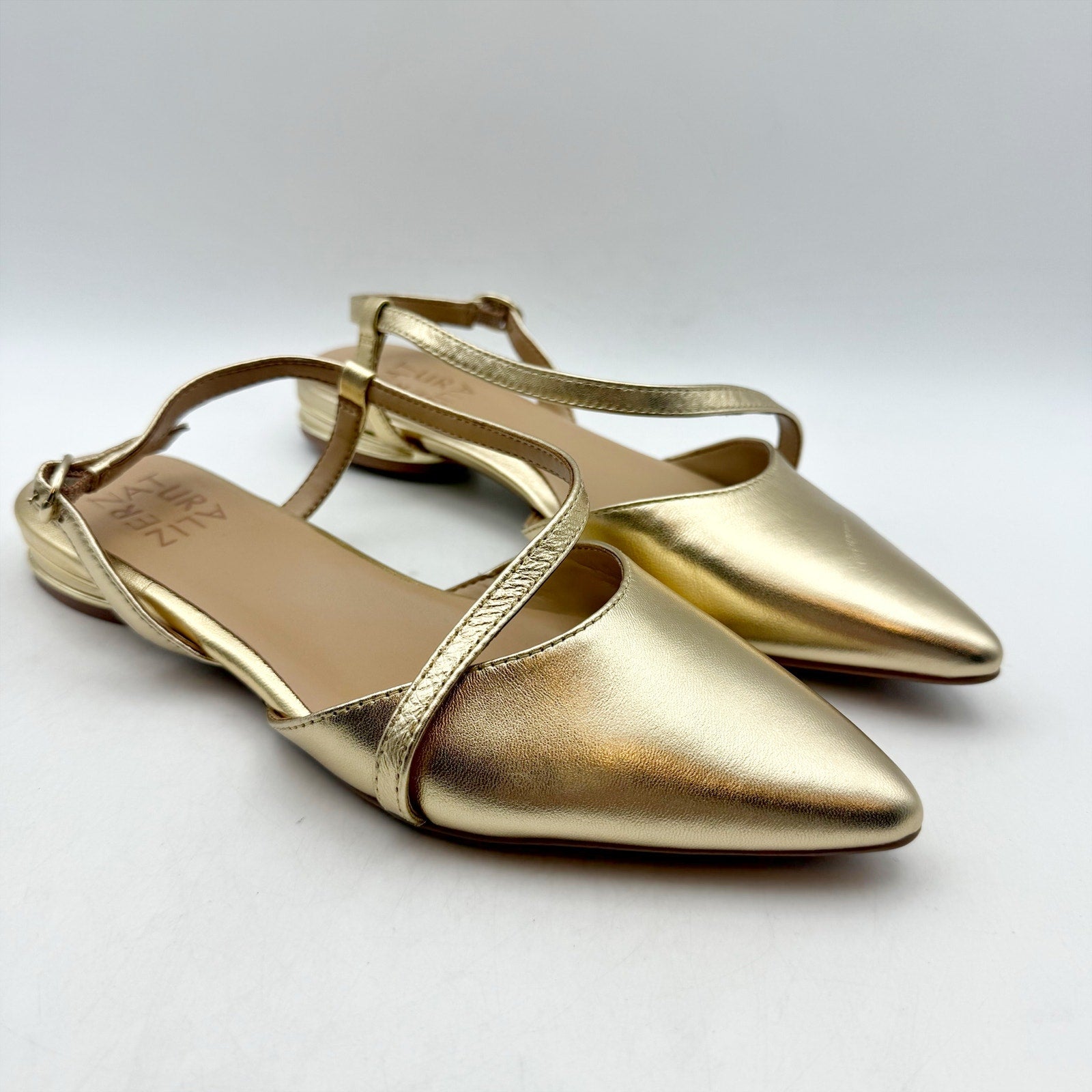 Naturalizer Womens Hawaii Slingback Flats US 5.5 M EU 35.5 Gold Leather NIB