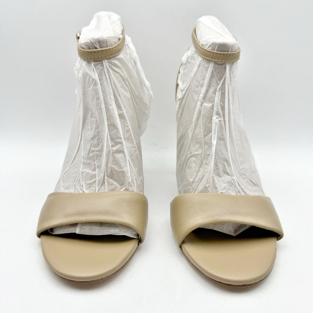 Sam Edelman Womens Robyn Heel Sandals Size 11 M Beige Leather Ankle Strap NWOB