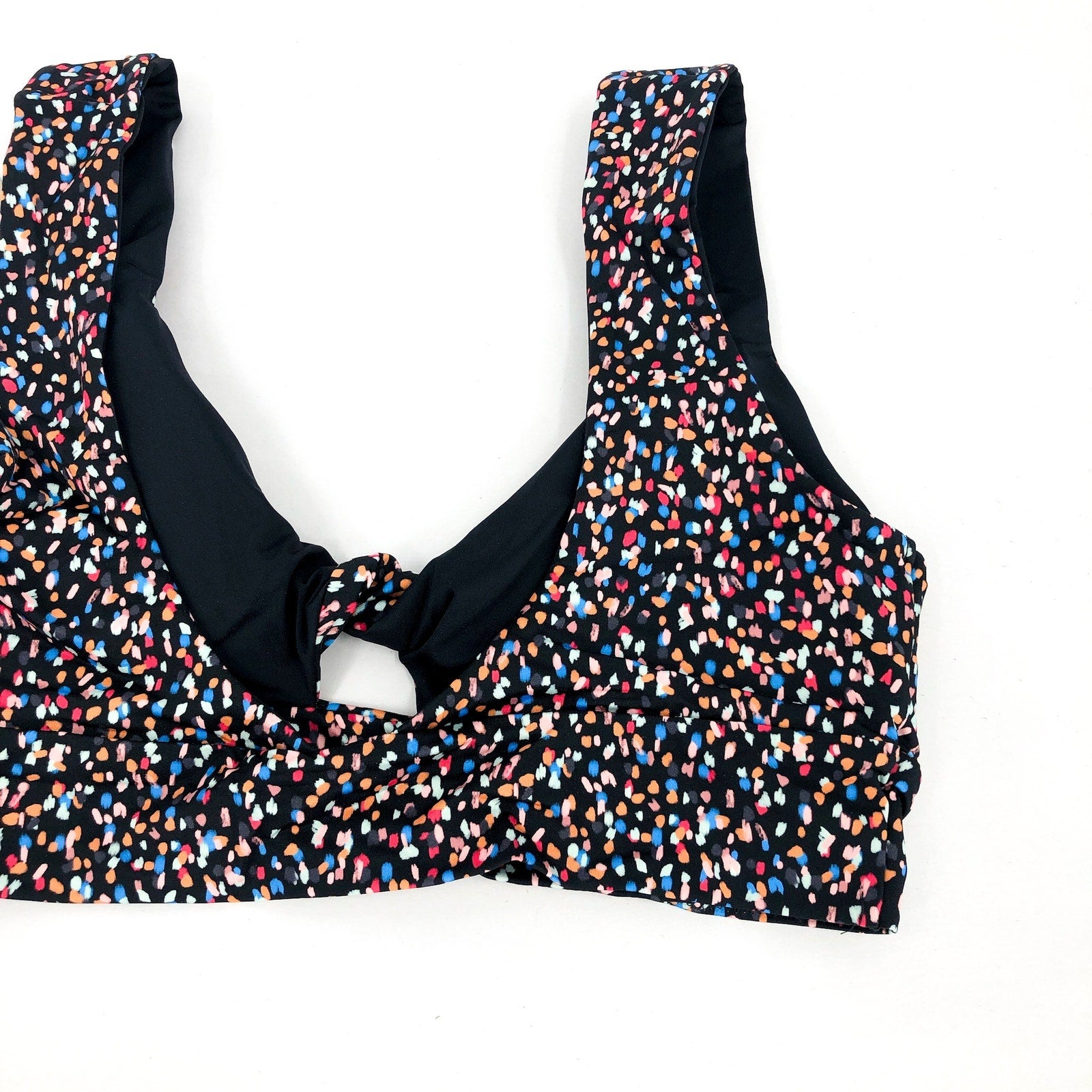 PRANA Women's Under The Palms Bikini Top Small Alotta Dots Twisted Front NWT