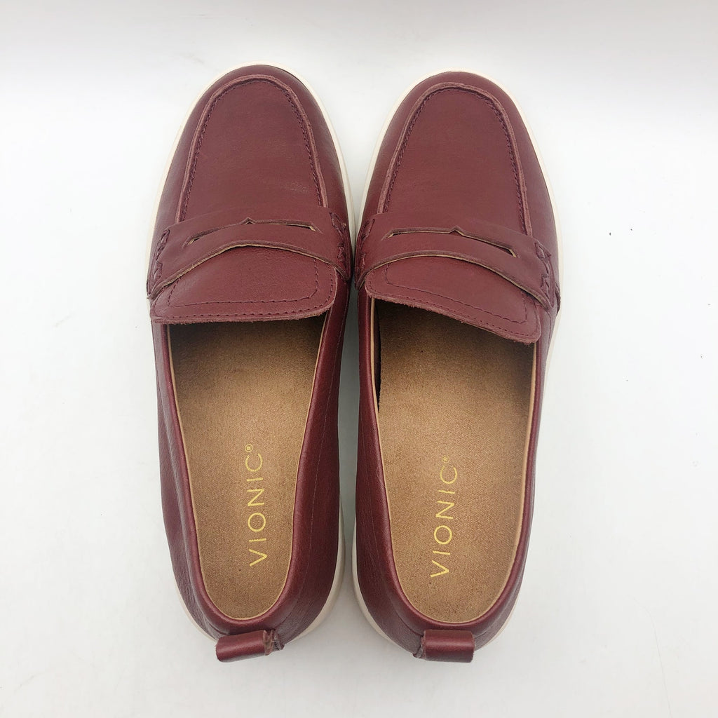 VIONIC Womens Uptown Loafers Size 8.5 Syrah Brown Leather Slip-ons NIB