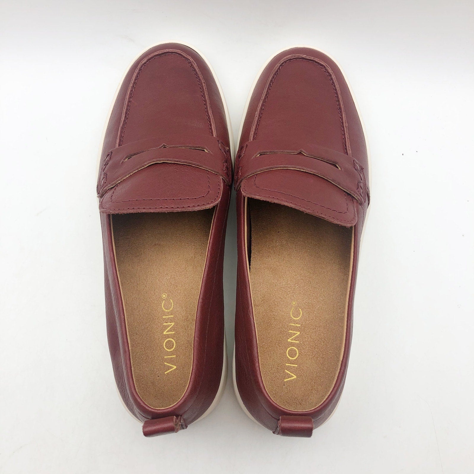 VIONIC Womens Uptown Loafers Size 8.5 Syrah Brown Leather Slip-ons NIB