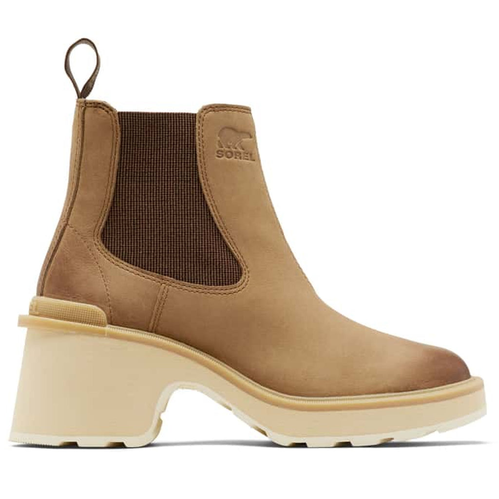 Sorel Womens Hi-Line Heel Chelsea Boots US 8 Taupe Tan Leather Waterproof NIB