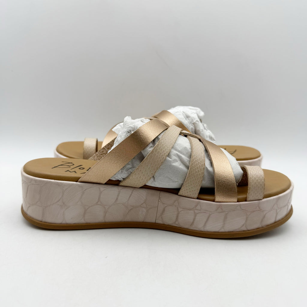 Blowfish Womens Mando Platform Sandals US 8.5 M EU 39 Powder Gold Metallic NIB