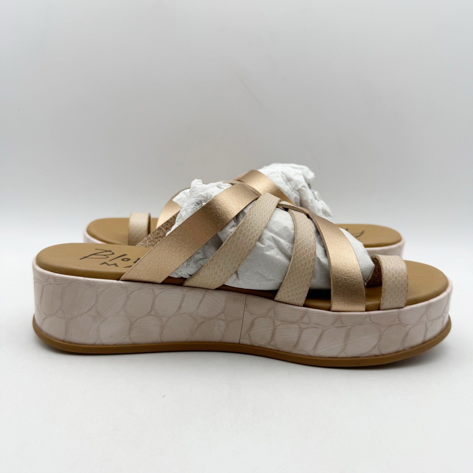 Blowfish Womens Mando Platform Sandals US 8.5 M EU 39 Powder Gold Metallic NIB