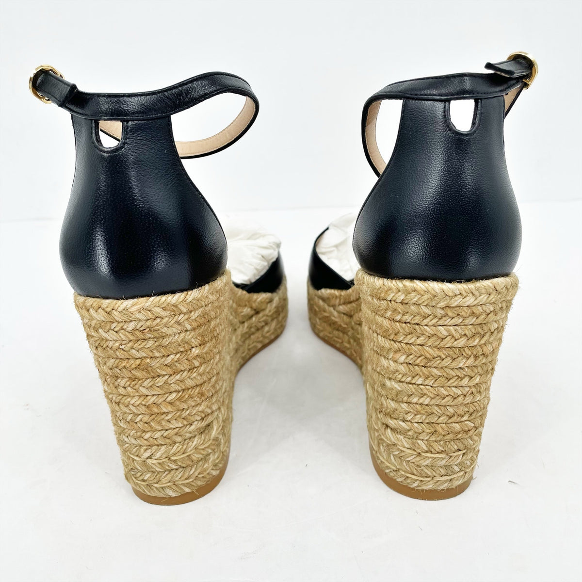 Stuart Weitzman Womens Nudistcurve Espadrille Wedge Sandals Size 10.5B Black NIB