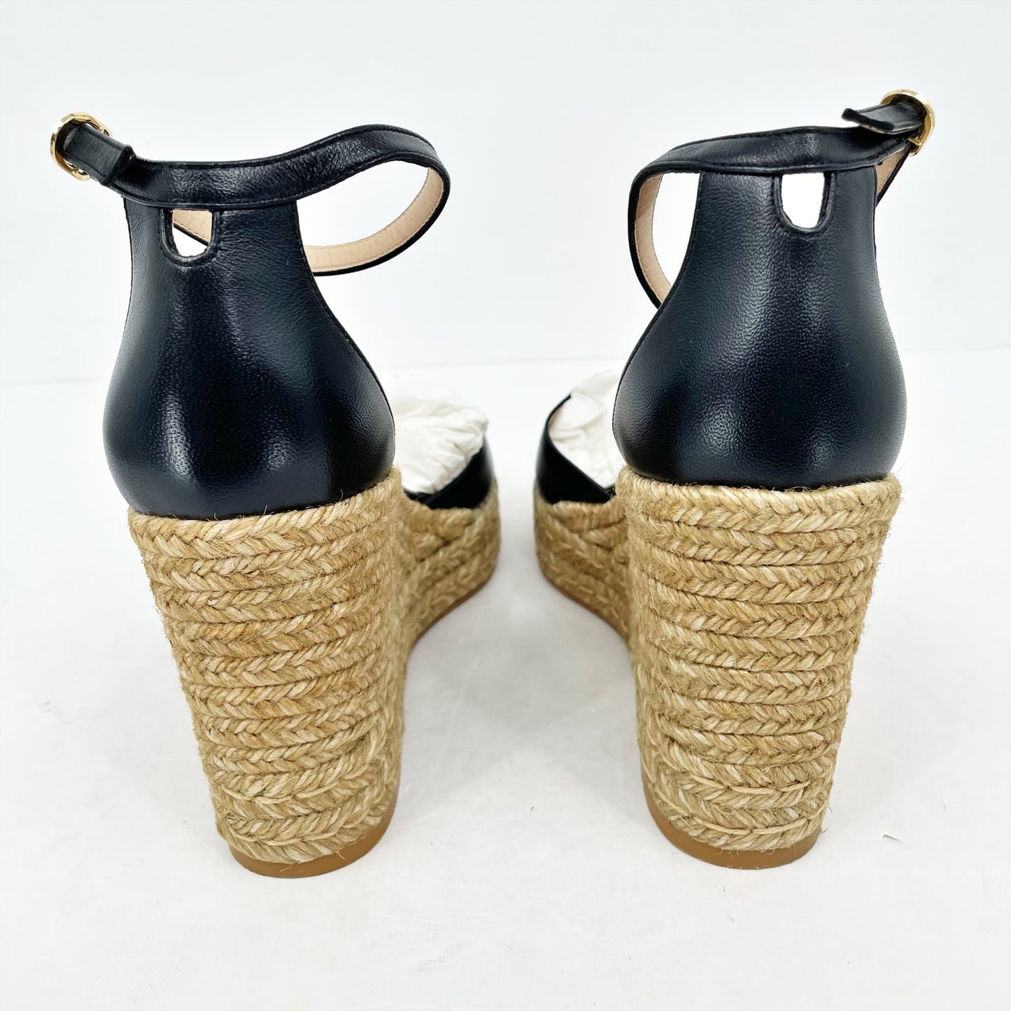 Stuart Weitzman Nudistcurve Espadrille Wedge Sandals US 10.5B Black