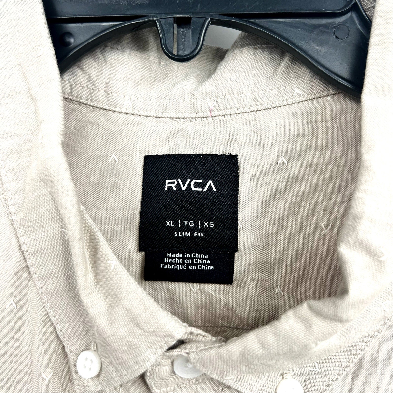 RVCA Men's That'll Do Dobby Short Sleeve Shirt XL Natural Tan Button Front NWT