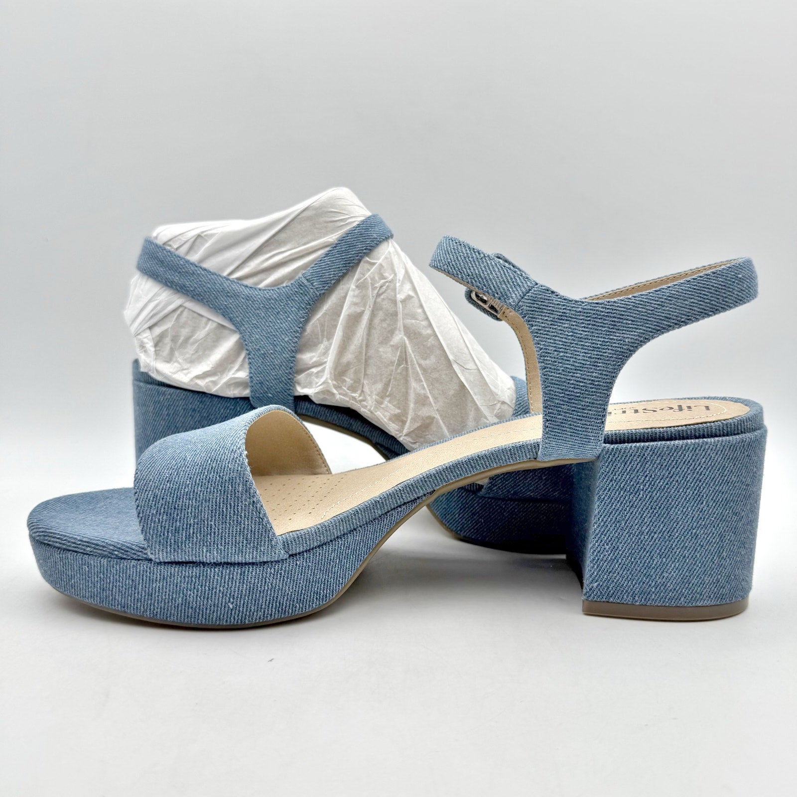 LifeStride Womens Rhythmn Sandal Heels US 11 M EU 42 Denim Blue NIB