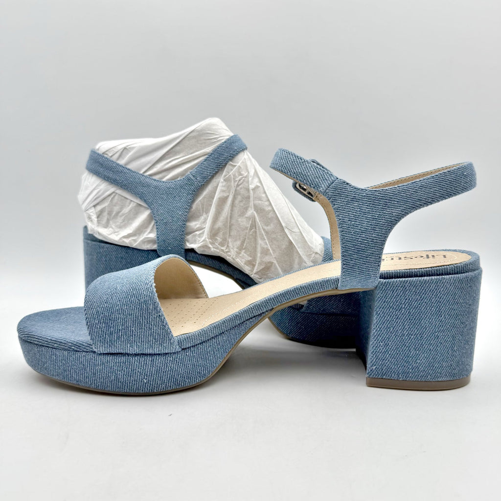 LifeStride Womens Rhythmn Sandal Heels US 11 M EU 42 Denim Blue NIB