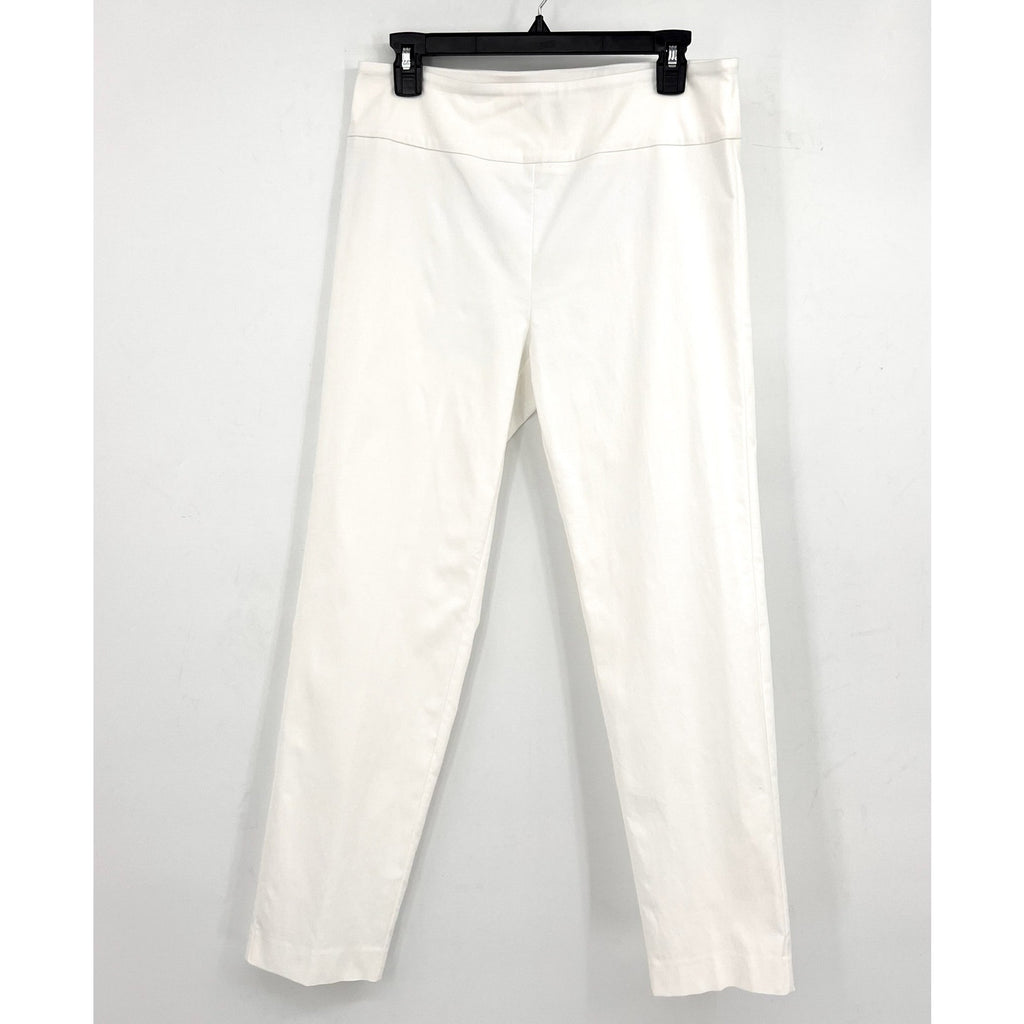 ELLIOTT LAUREN Women's Classic Pull-On Ankle Pants Size 10 White Back Slit NWOT